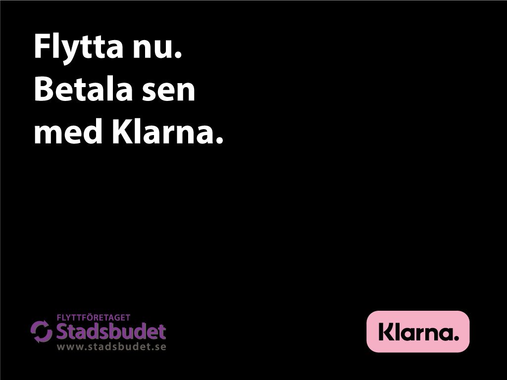 Flytta nu. Betala sen med Klarna.